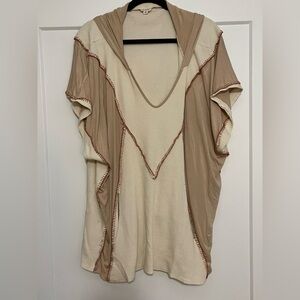 POL Tan and Cream Hooded Short Sleeve Shirt